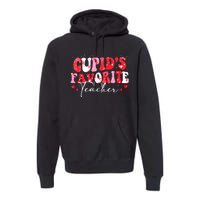 Cupid's Favorite Teacher Groovy Valentines Day Wo Premium Hoodie