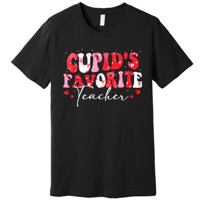 Cupid's Favorite Teacher Groovy Valentines Day Wo Premium T-Shirt