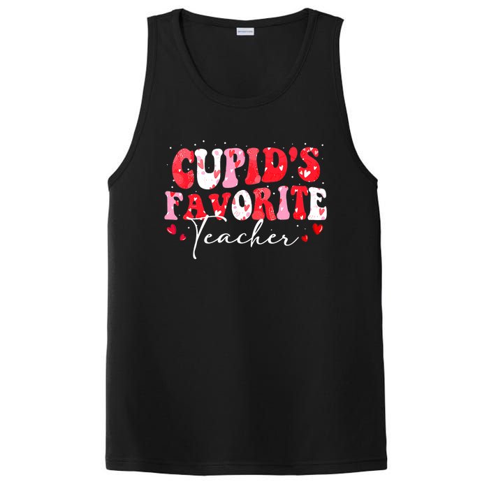 Cupid's Favorite Teacher Groovy Valentines Day Wo PosiCharge Competitor Tank