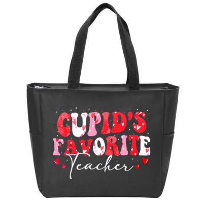 Cupid's Favorite Teacher Groovy Valentines Day Wo Zip Tote Bag