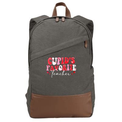 Cupid's Favorite Teacher Groovy Valentines Day Wo Cotton Canvas Backpack