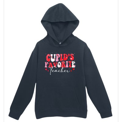 Cupid's Favorite Teacher Groovy Valentines Day Wo Urban Pullover Hoodie