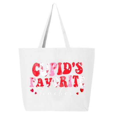 Cupid's Favorite Teacher Groovy Valentines Day Wo 25L Jumbo Tote