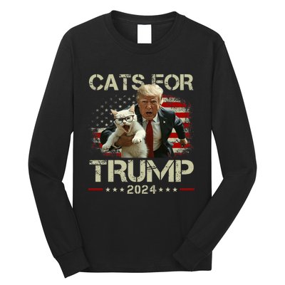 Cats For Trump 2024 Funny Vote For Trump Cats 2024 Long Sleeve Shirt