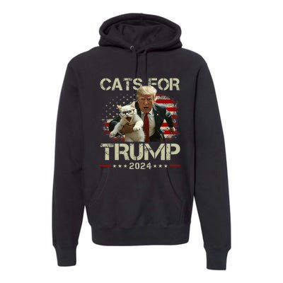 Cats For Trump 2024 Funny Vote For Trump Cats 2024 Premium Hoodie