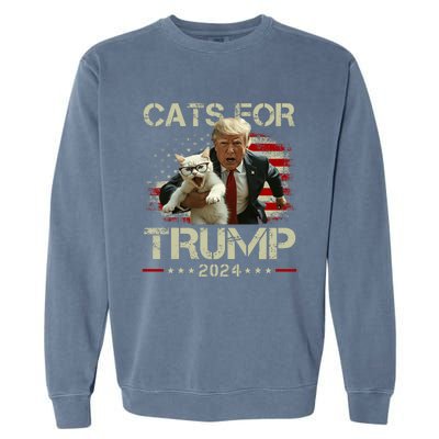 Cats For Trump 2024 Funny Vote For Trump Cats 2024 Garment-Dyed Sweatshirt