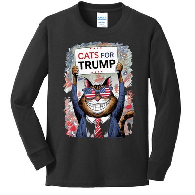 Cats For Trump 2024 Kittens And Ducks For Trump Vance 2024 Premium Kids Long Sleeve Shirt