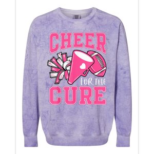 Cheer For The Cure Breast Cancer Awareness Cheerleader Funny Colorblast Crewneck Sweatshirt