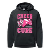 Cheer For The Cure Breast Cancer Awareness Cheerleader Funny Performance Fleece Hoodie