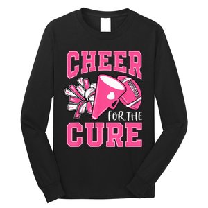 Cheer For The Cure Breast Cancer Awareness Cheerleader Funny Long Sleeve Shirt