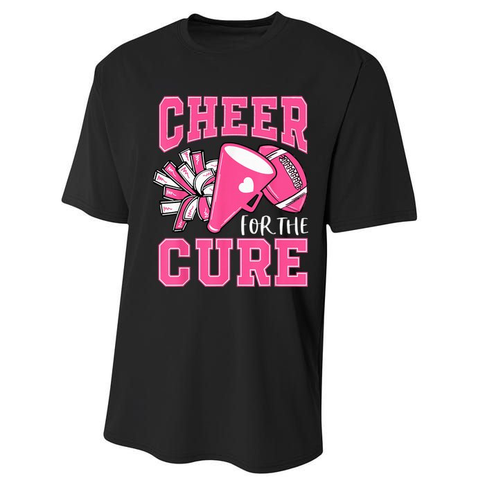 Cheer For The Cure Breast Cancer Awareness Cheerleader Funny Performance Sprint T-Shirt