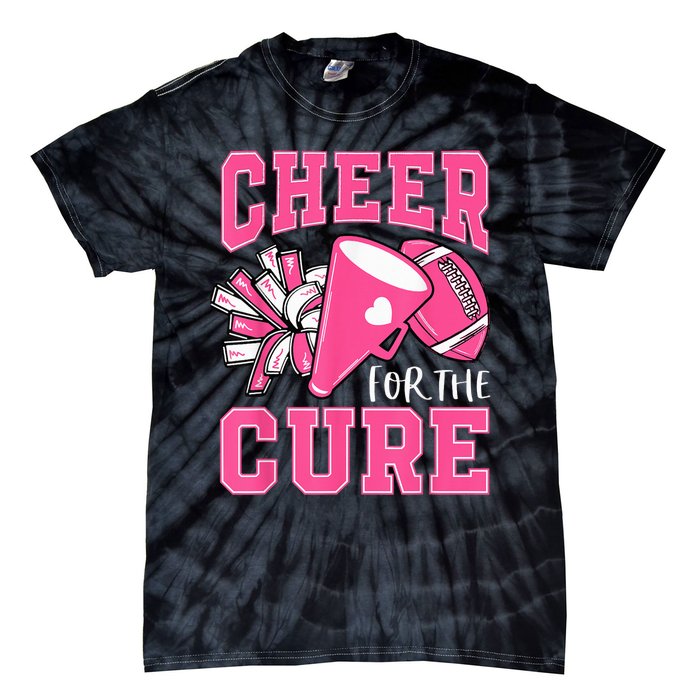 Cheer For The Cure Breast Cancer Awareness Cheerleader Funny Tie-Dye T-Shirt