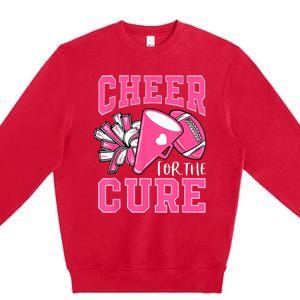 Cheer For The Cure Breast Cancer Awareness Cheerleader Funny Premium Crewneck Sweatshirt