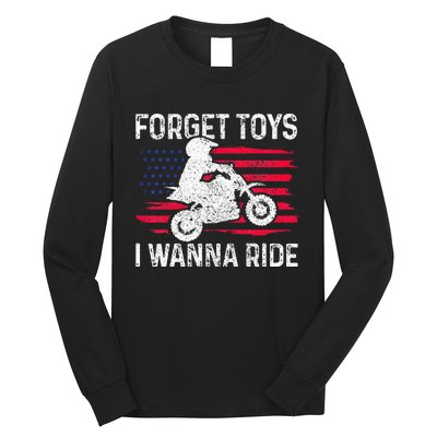 CKids Forget Toys I Wanna Ride Motocross Dirt Bike MX Racing Long Sleeve Shirt