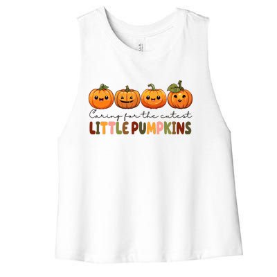 Caring For The Cutest Little Pumpkins Women's Racerback Cropped Tank