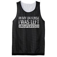 Cool Funny Tee In My Defense I Was Left Unsupervised Mesh Reversible Basketball Jersey Tank