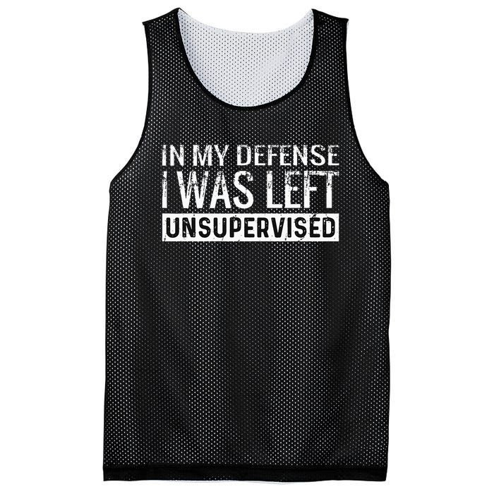 Cool Funny Tee In My Defense I Was Left Unsupervised Mesh Reversible Basketball Jersey Tank