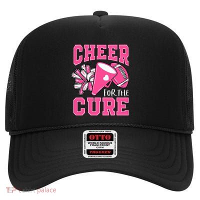Cheer For The Cure Breast Cancer Awareness Cheerleader High Crown Mesh Back Trucker Hat