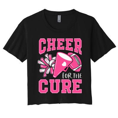 Cheer For The Cure Breast Cancer Awareness Cheerleader Women's Crop Top Tee