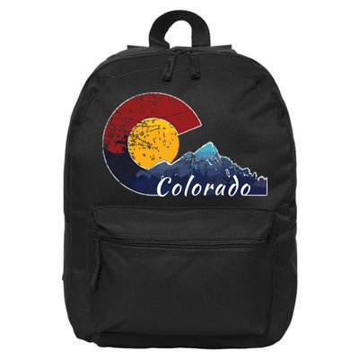 Colorado Flag Themed Mountain Scenery Colorado 16 in Basic Backpack
