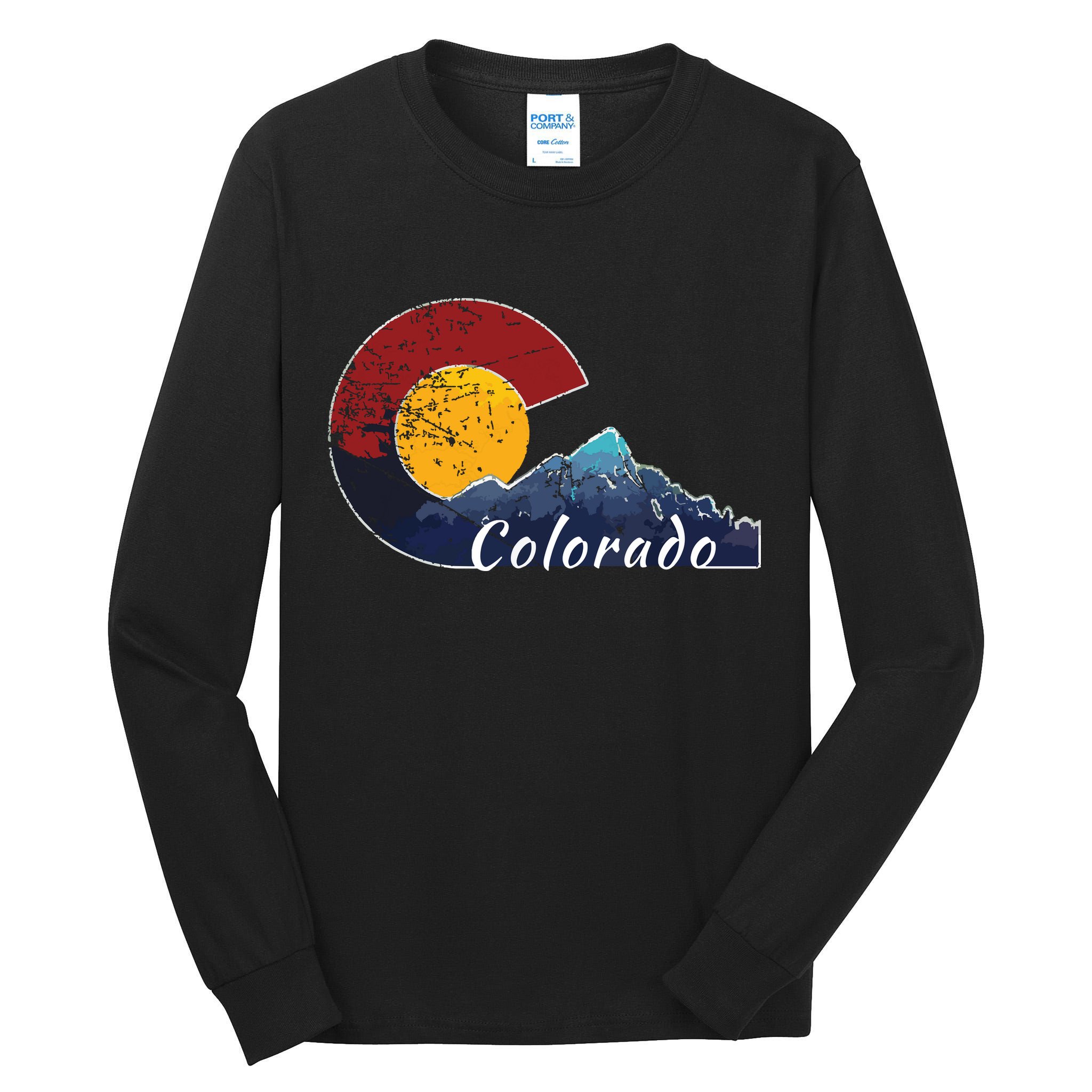 Colorado Flag Themed Mountain Scenery Colorado Tall Long Sleeve T-Shirt