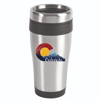 Colorado Flag Themed Mountain Scenery Colorado 16oz Travel Tumbler