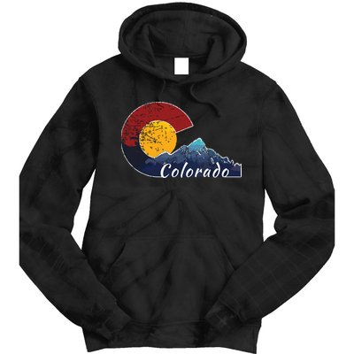 Colorado Flag Themed Mountain Scenery Colorado Tie Dye Hoodie