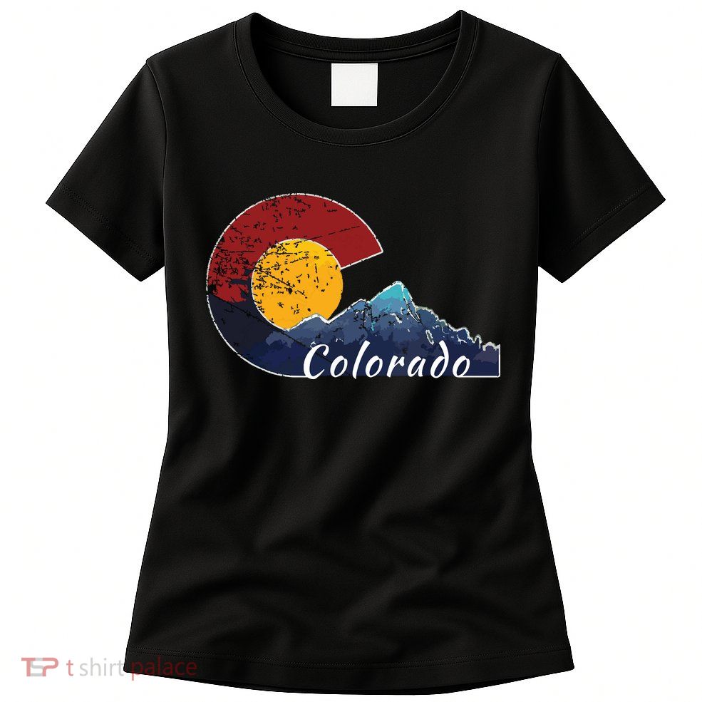 Colorado Flag Themed Mountain Scenery Colorado Womens T-Shirt