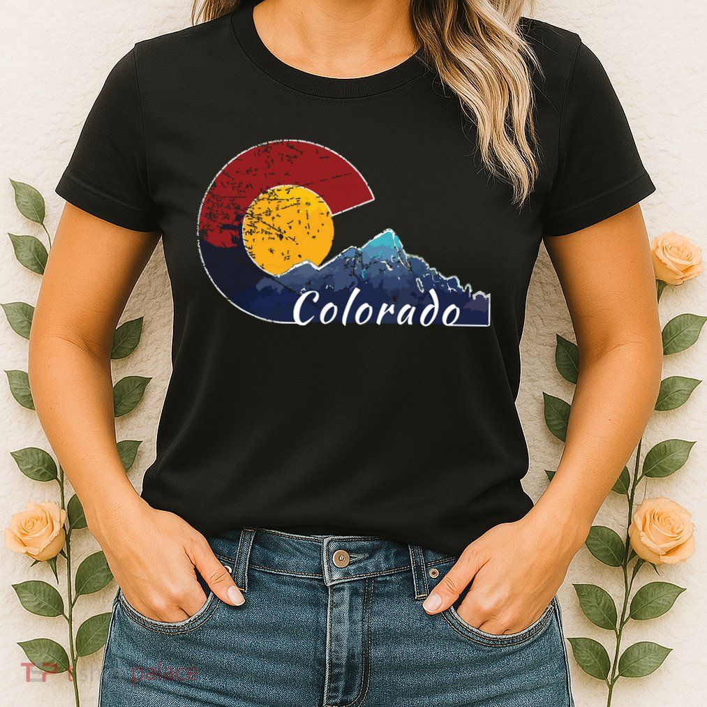 Colorado Flag Themed Mountain Scenery Colorado Womens T-Shirt