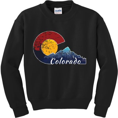 Colorado Flag Themed Mountain Scenery Colorado Kids Sweatshirt