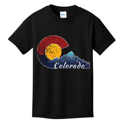 Colorado Flag Themed Mountain Scenery Colorado Kids T-Shirt