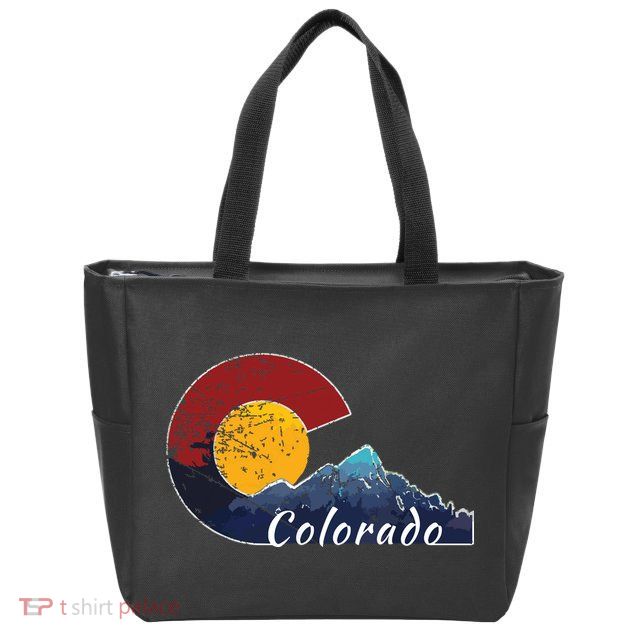 Colorado Flag Themed Mountain Scenery Colorado Zip Tote Bag
