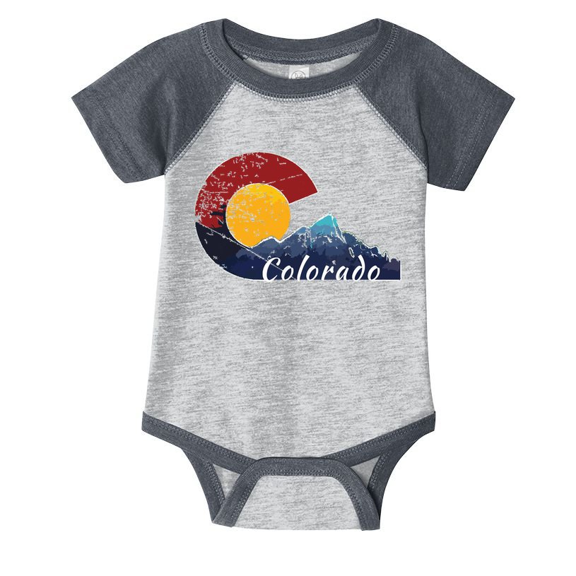 Colorado Flag Themed Mountain Scenery Colorado Infant Baby Jersey Bodysuit