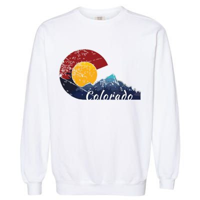 Colorado Flag Themed Mountain Scenery Colorado Garment-Dyed Sweatshirt