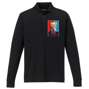 Cats For Trump 2024 Election Gift Performance Long Sleeve Polo