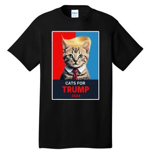 Cats For Trump 2024 Election Gift Tall T-Shirt