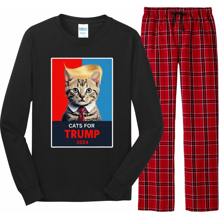 Cats For Trump 2024 Election Gift Long Sleeve Pajama Set