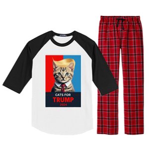 Cats For Trump 2024 Election Gift Raglan Sleeve Pajama Set