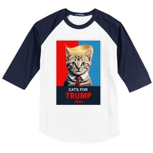 Cats For Trump 2024 Election Gift Baseball Sleeve Shirt