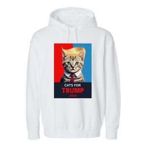 Cats For Trump 2024 Election Gift Garment-Dyed Fleece Hoodie