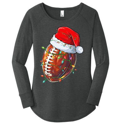 Christmas Football Team Santa Sports Design  Women's Perfect Tri Tunic Long Sleeve Shirt