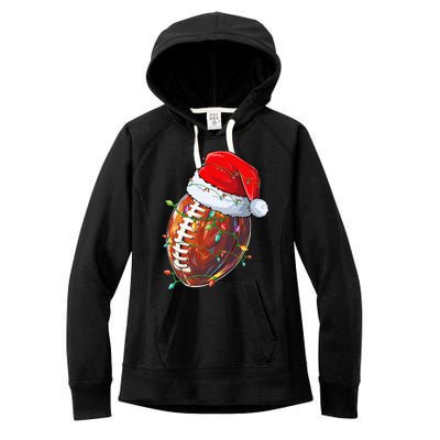 Christmas Football Team Santa Sports Design  Women's Fleece Hoodie