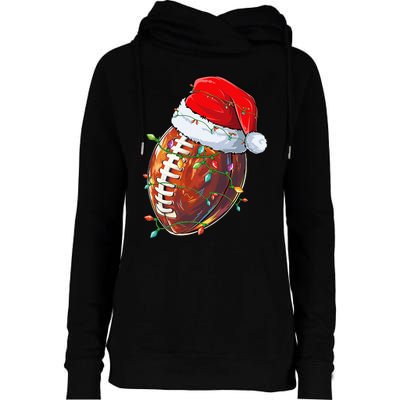 Christmas Football Team Santa Sports Design  Womens Funnel Neck Pullover Hood