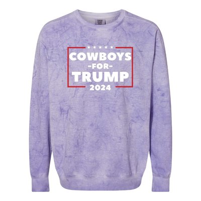 Cowboys For Trump 2024 Colorblast Crewneck Sweatshirt