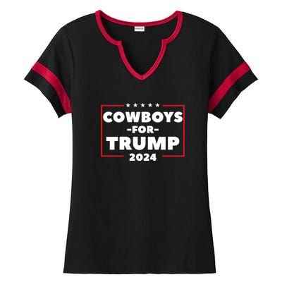 Cowboys For Trump 2024 Ladies Halftime Notch Neck Tee