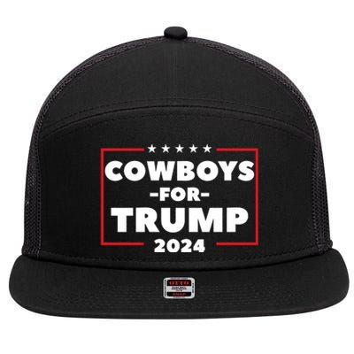 Cowboys For Trump 2024 7 Panel Mesh Trucker Snapback Hat