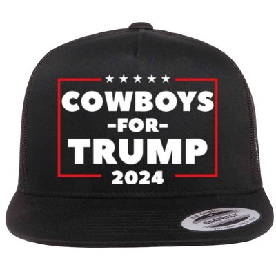 Cowboys For Trump 2024 Flat Bill Trucker Hat