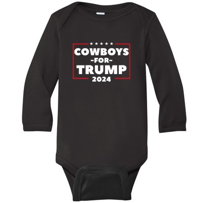 Cowboys For Trump 2024 Baby Long Sleeve Bodysuit