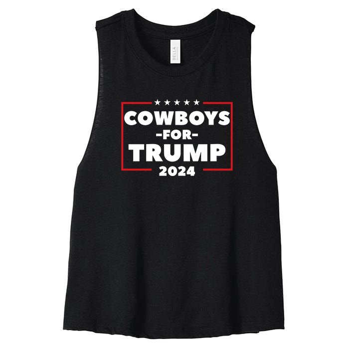 Cowboys For Trump 2024 Women's Racerback Cropped Tank