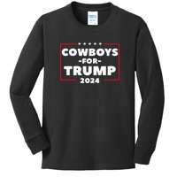 Cowboys For Trump 2024 Kids Long Sleeve Shirt